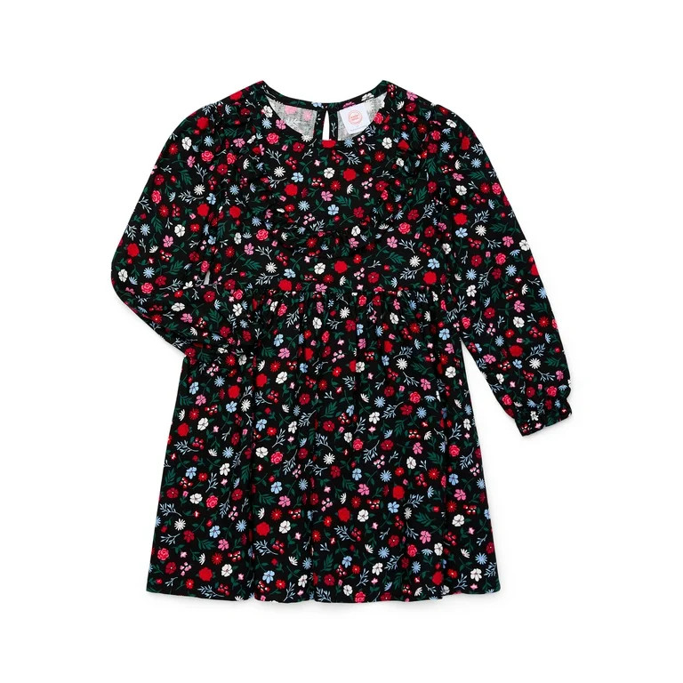 Wonder Nation Toddler Girls Ruffle Floral Print Dress, Sizes 12M-5T | Walmart (US)