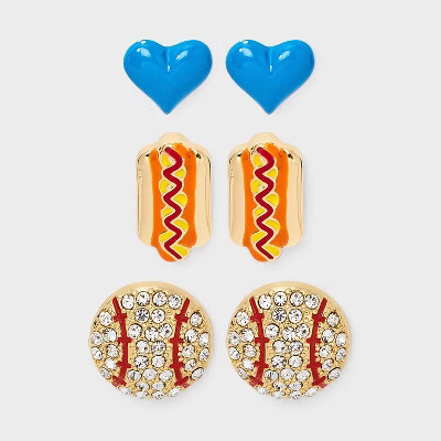 SUGARFIX by BaubleBar Home Run Heroes Statement Earrings - Gold/Red/Blue | Target