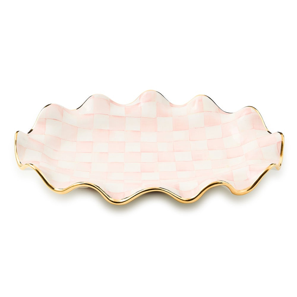 Rosy Check Ceramic Serving Platter | MacKenzie-Childs