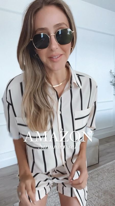 Gorgeous Amazon summer set 
My color is beige
Runs tts, wearing a size small 
Chic and elegant shorts set perfect to take on my European summer trip 

#LTKVideo #LTKStyleTip #LTKOver40