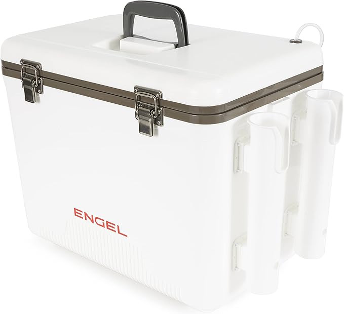 Engel 30qt Live Bait Cooler Box with 2nd Gen 2-Speed Portable Aerator Pump and 4 x Fishing Rod Ho... | Amazon (US)