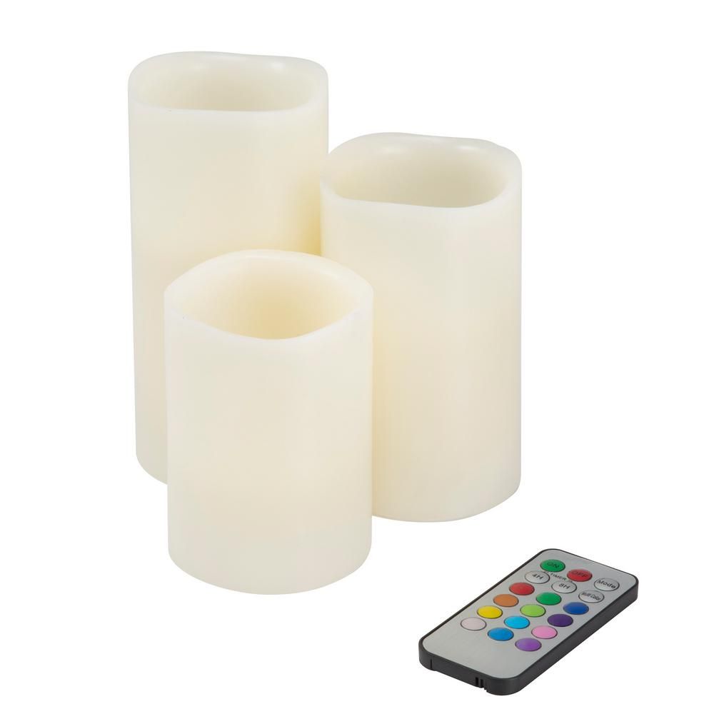 Lavish Home 3-Piece LED Color Changing Flameless Votive Candle Set with Remote, Multi-Colored | The Home Depot