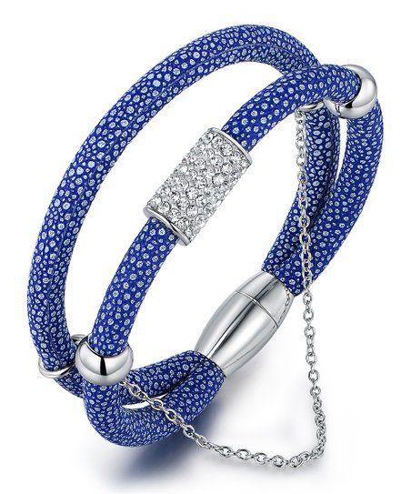 Peermont Blue Crystal & Silvertone Bracelet | Zulily