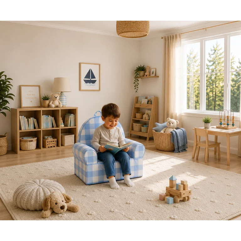 Little Next Toddler Blue Gingham Foam Chair | Walmart (US)