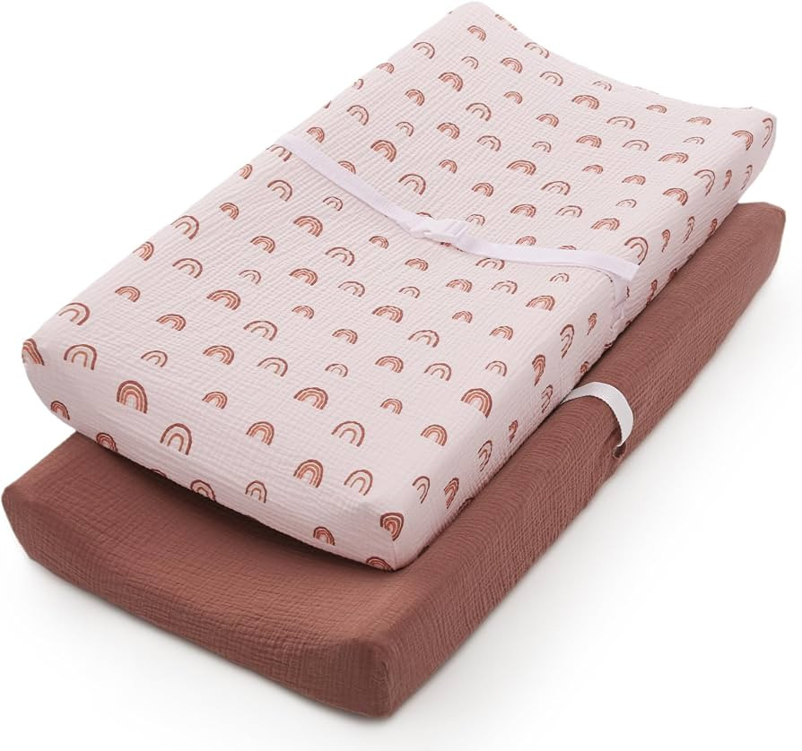 Muslin Changing Pad Cover Boho and Muslin Crib Sheets Bundle | Amazon (US)