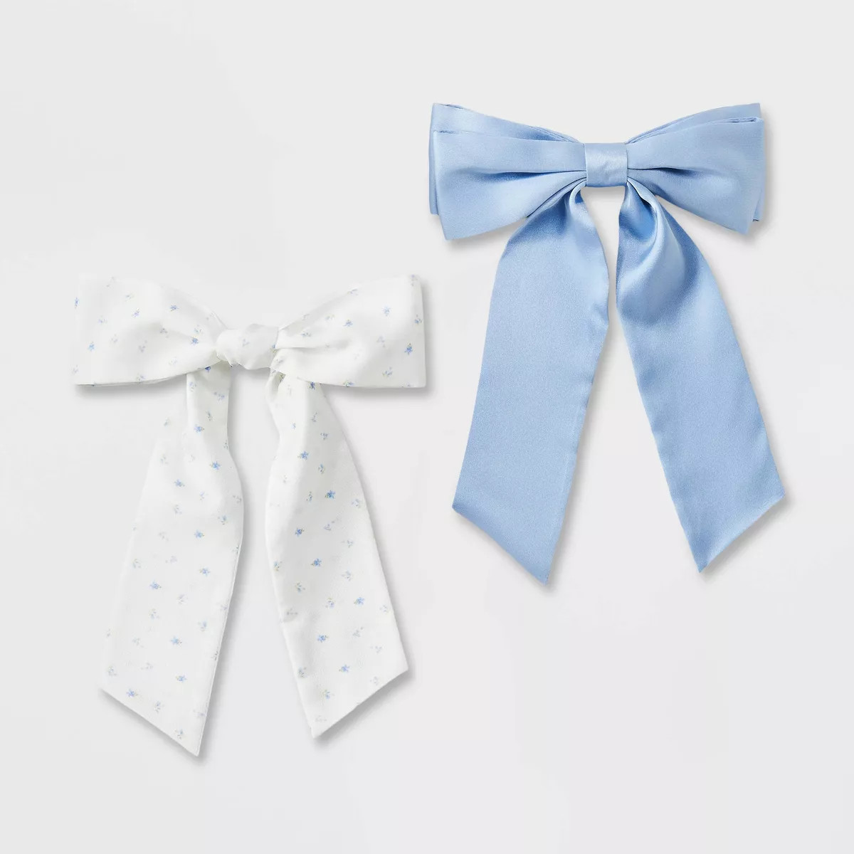 Girls' 2pk Flower Satin Bow Hair Clips - art class™ Blue/White | Target