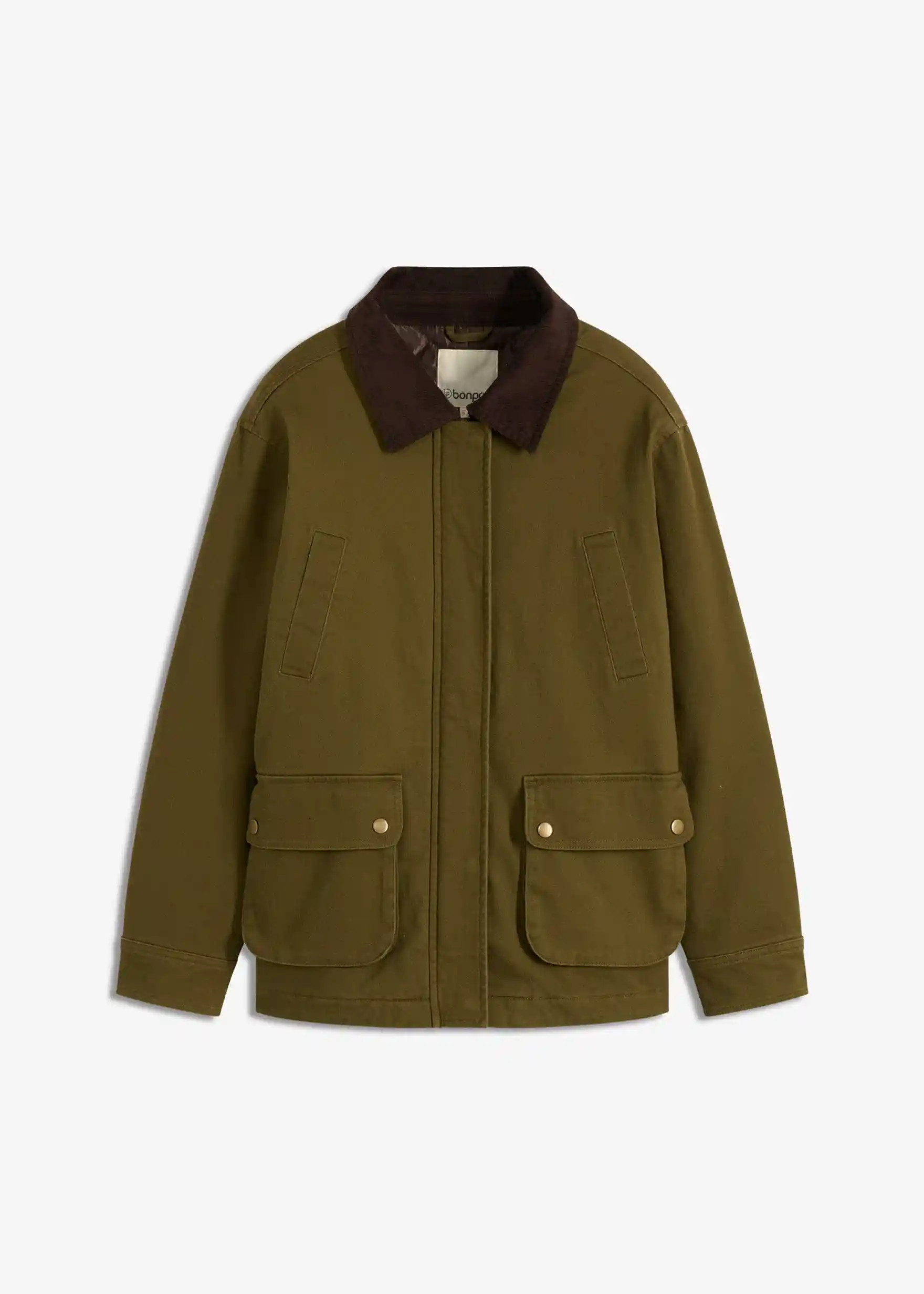 Oversize gefütterter Parka mit Cordkragen und Taschen - grün | Bonprix DE