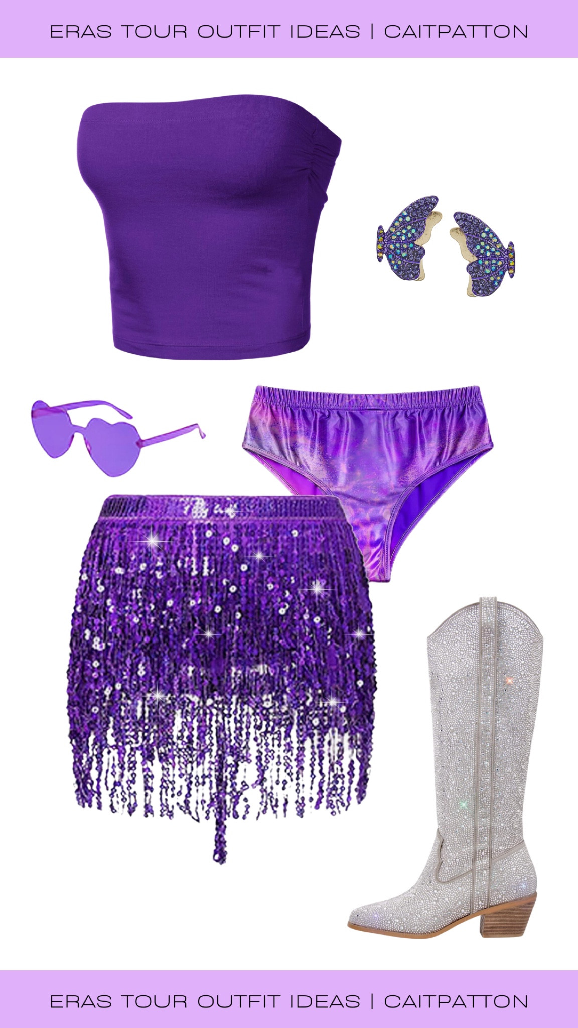 Speak Now eras tour outfit idea!

Sequin skirt, sequin tassel skirt, purple tassel skirt, purple sequin skirt, butterfly earrings, purple butterfly earrings, purple sunglasses, Purple Heart sunglasses, purple tube top, purple crop top, rhinestone cowgirl boots, eras tour outfit ideas, eras tour outfit idea, speak now outfit ideas, speak now outfits, speak now outfit idea, taylor swift speak now outfits, taylor swift eras tour outfits, taylor swift outfit ideas, taylor swift outfits, taylor swift speak now, speak now era

#LTKfindsunder50 #LTKshoecrush #LTKfindsunder100