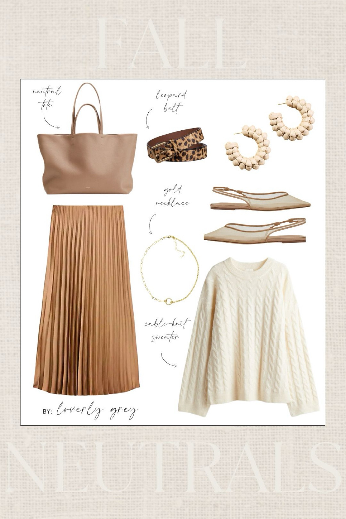 Fall neutrals I'm loving. This pleated skirt and cable knit sweater are perfect for fall workwear. Loverly Grey, fall fashion

#LTKStyleTip #LTKSeasonal #LTKWorkwear