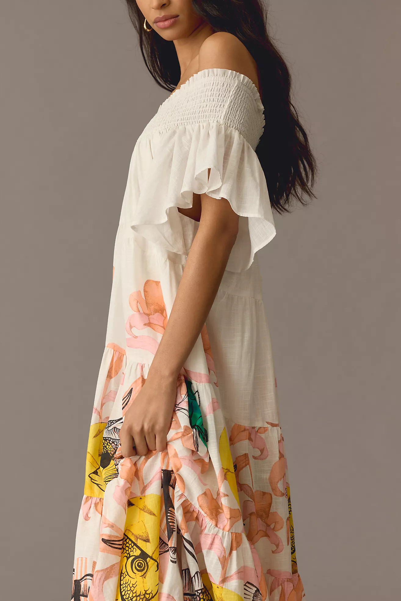 Pia Binazzi Tiered Off-The-Shoulder Dress | Anthropologie (US)