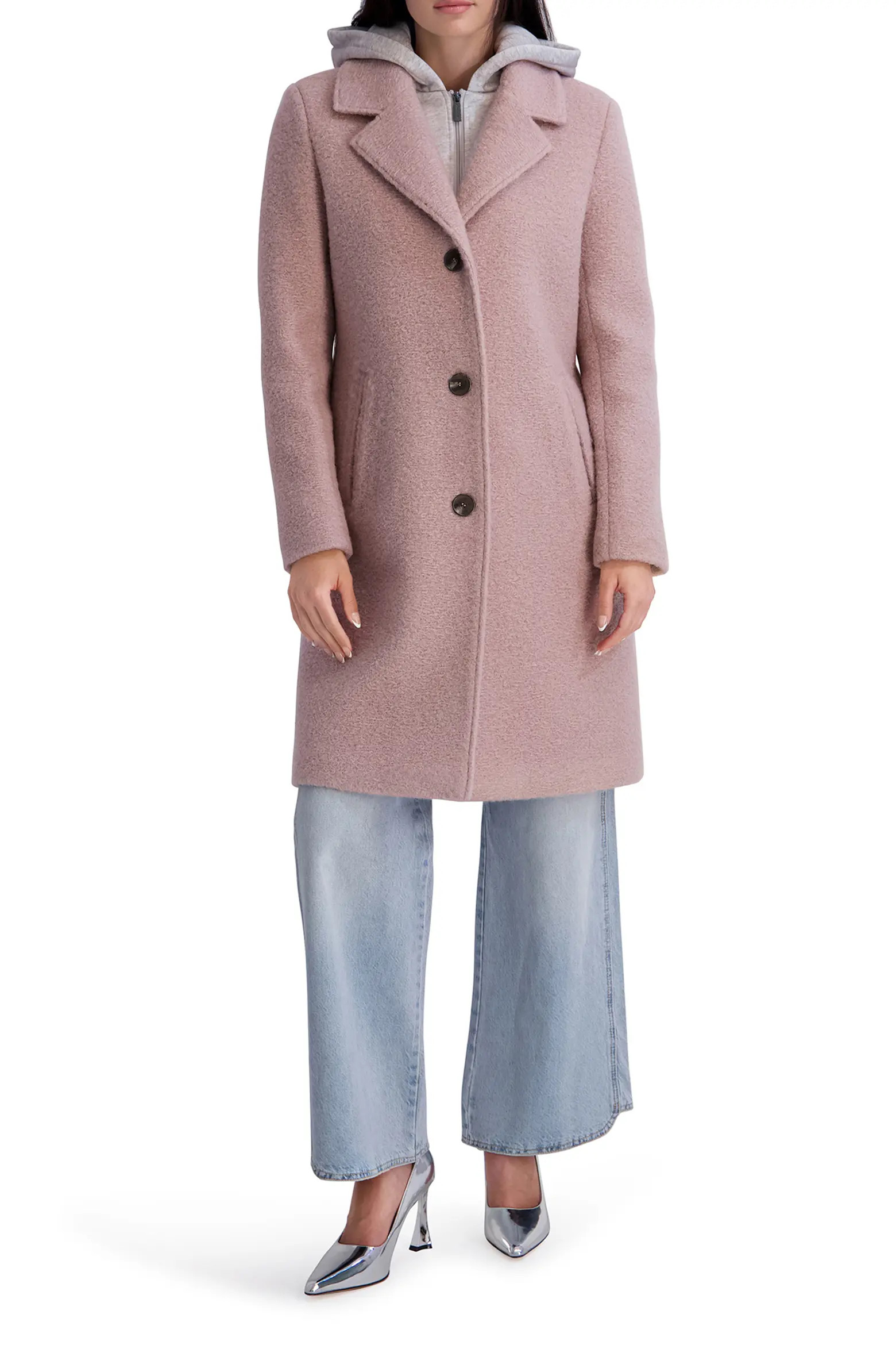 Textured Coat with Removable Hoodie Bib (Women) | Nordstrom | Nordstrom