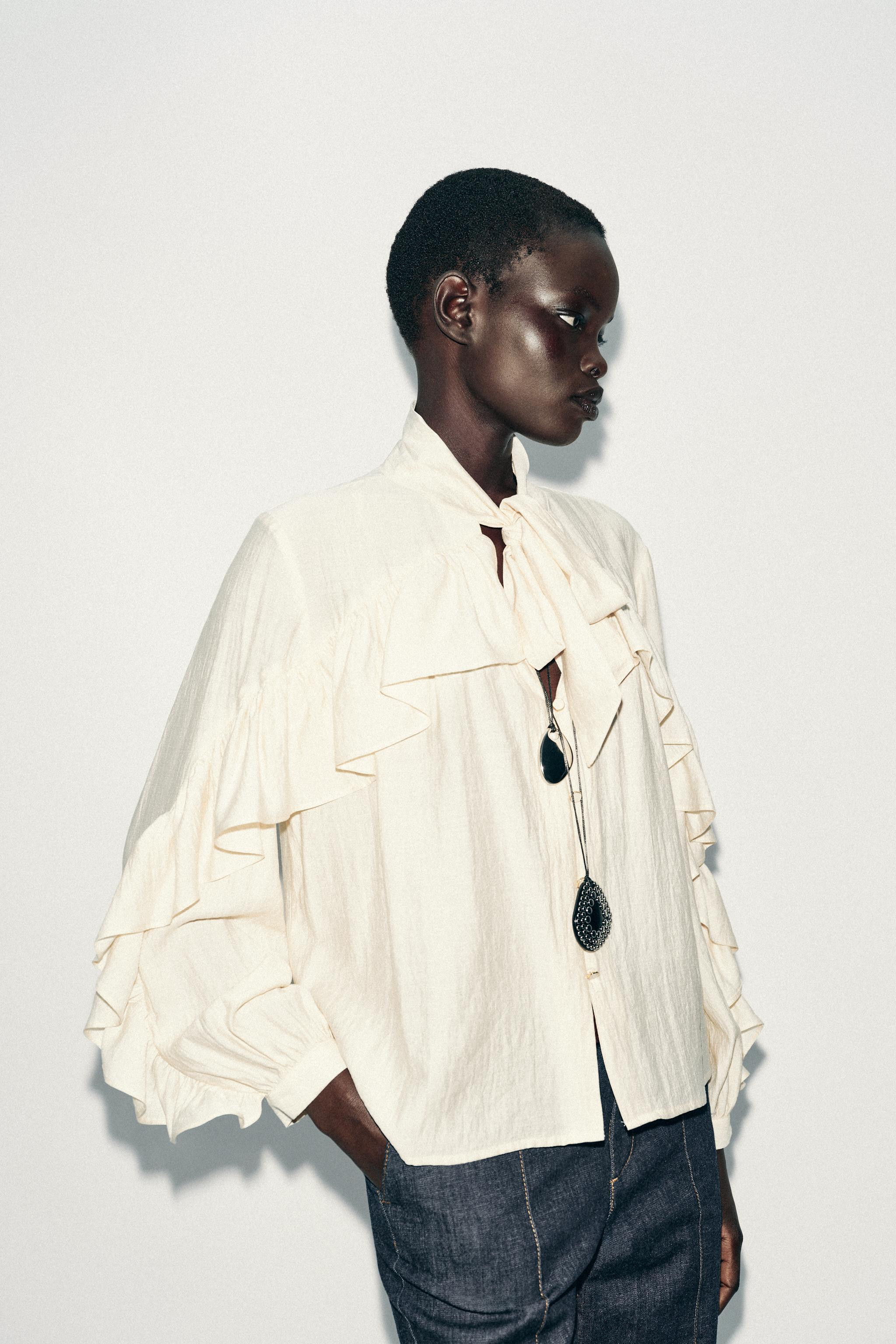 RUFFLED BOW BLOUSE | Zara US