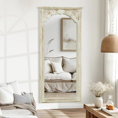 Rectangle Wood Full Length Mirror Wall Mirror with Inner Arch Carved Frame | Wayfair North America