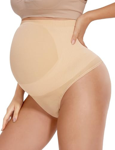 Peauty Plus Size Maternity Shapewear for Dresses Underwear Thongs Over the Belly Panties Seamless Lingerie 3xl Maternity Thong Underwear for Pregnant Women (Nude 3XL) | Amazon (US)