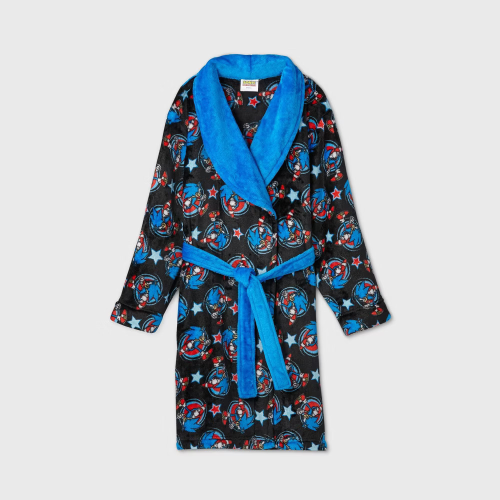 Boys' Sonic the Hedgehog Robe - Black/Blue L | Target