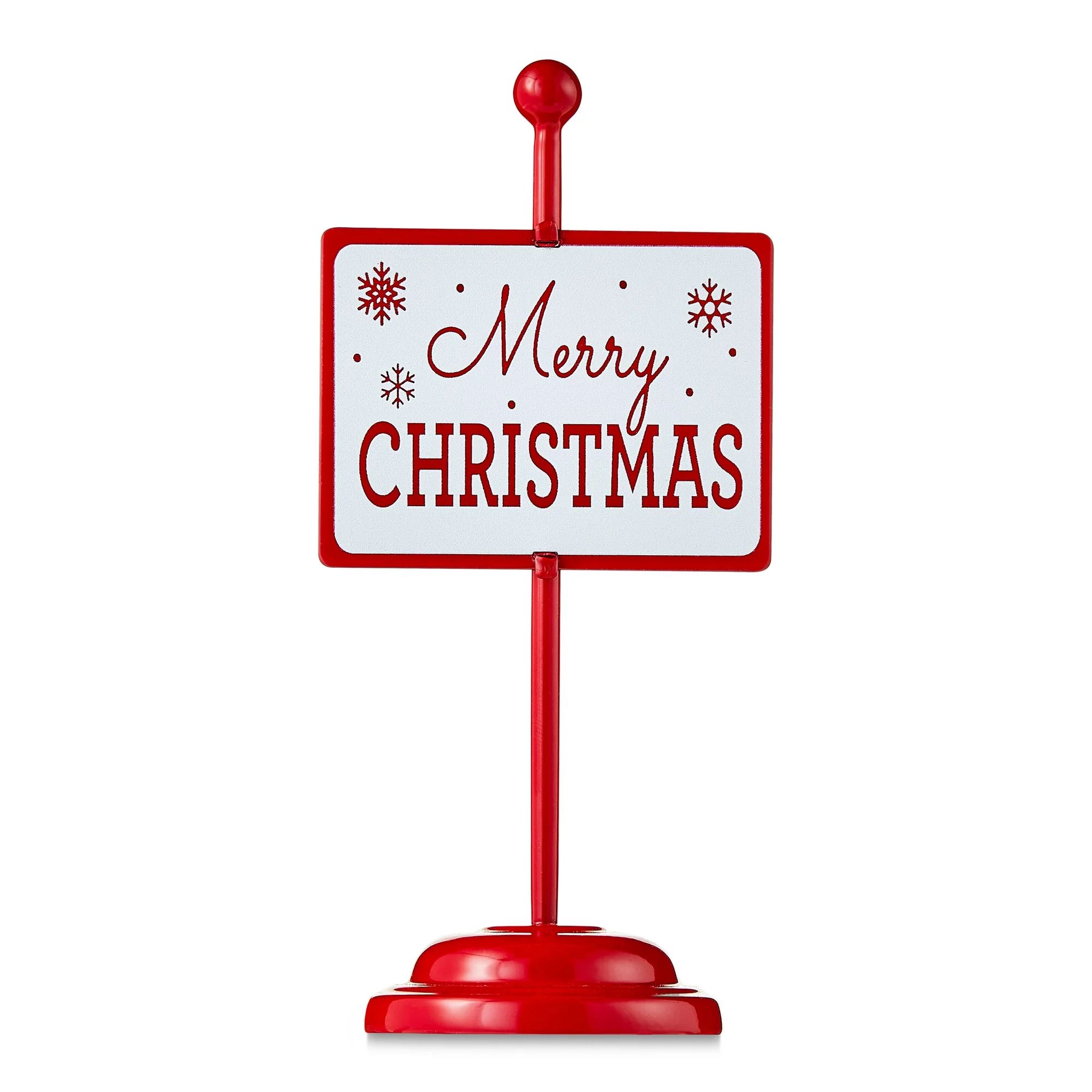 7 in Metal Merry Christmas Tabletop Sign Christmas Decoration, Red & White, by Holiday Time | Walmart (US)