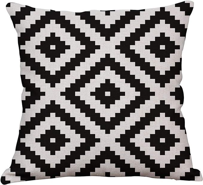 YeeJu Geometric Decorative Throw Pillow Covers Square Cotton Linen Cushion Covers Outdoor Sofa Ho... | Amazon (US)