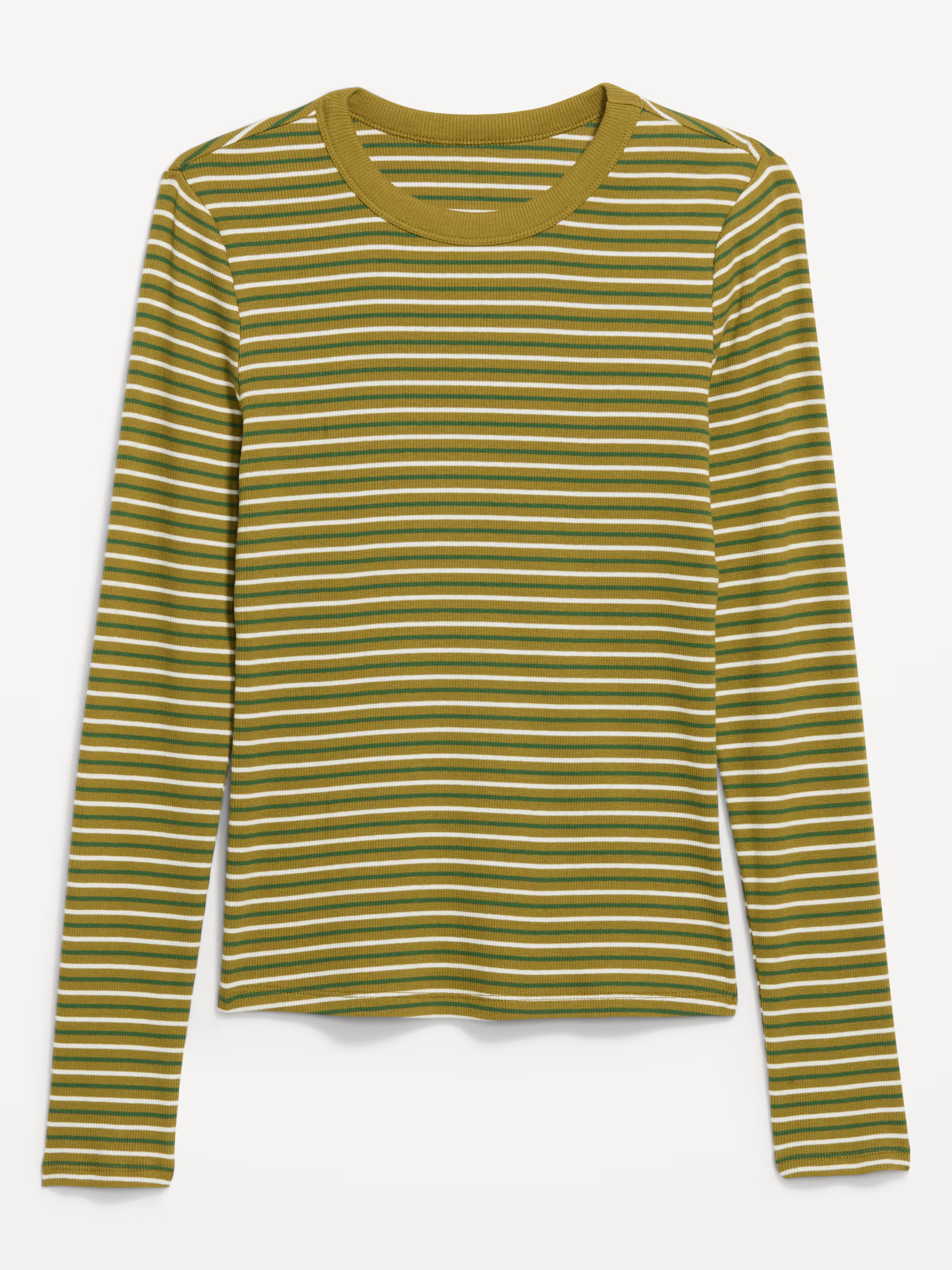 Snug Long-Sleeve Striped Ribbed T-Shirt | Old Navy (US)