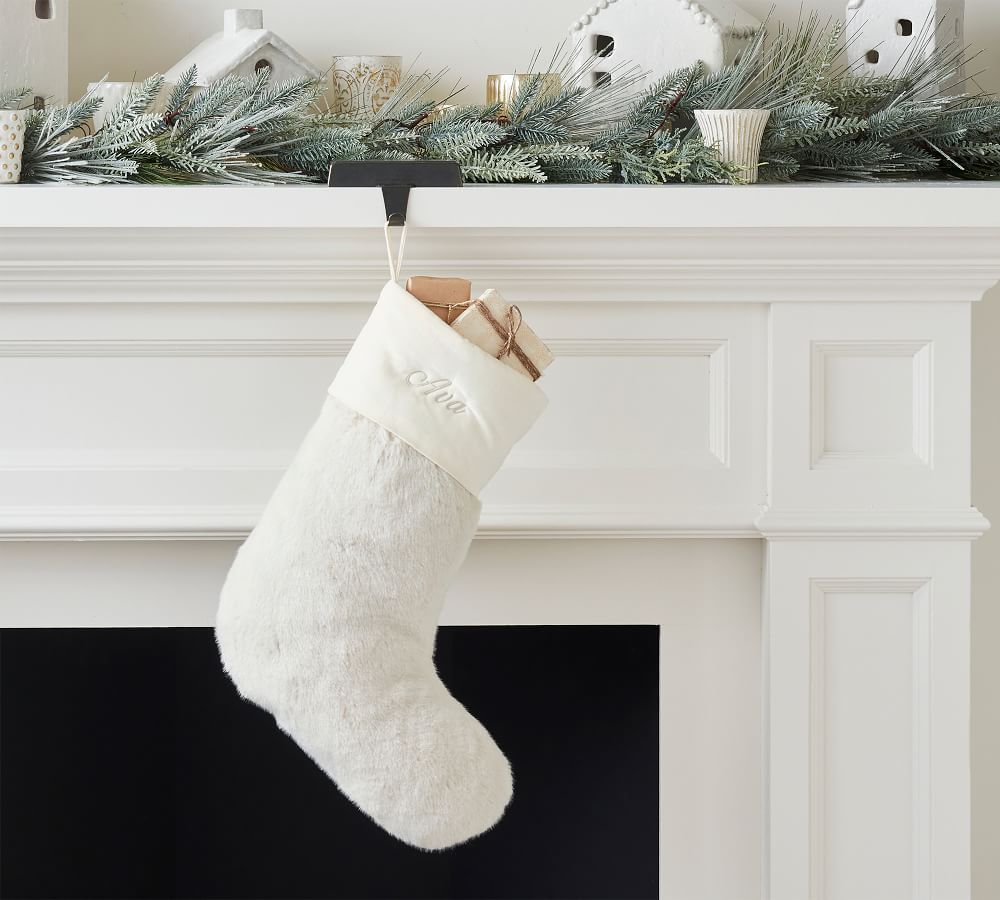 Alpaca Faux Fur Stocking, Taupe - Medium 9"x19.5" | Pottery Barn (US)