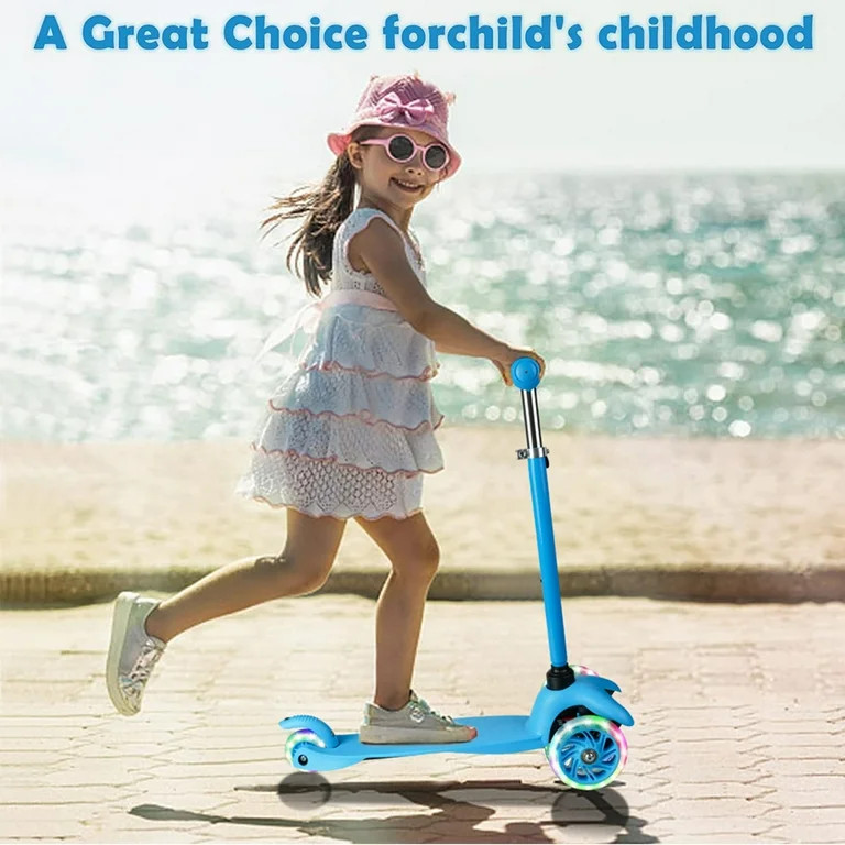 Kids Scooter Kick Scooter 3 Wheel Adjustable Height Light up LED Wheels for Kids Boys Girls Ages ... | Walmart (US)