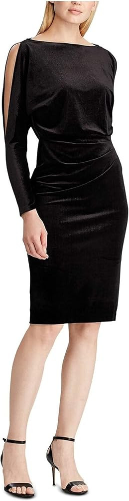 Lauren Ralph Lauren Womens Perina Velvet Cold Shoulder Midi Dress | Amazon (US)