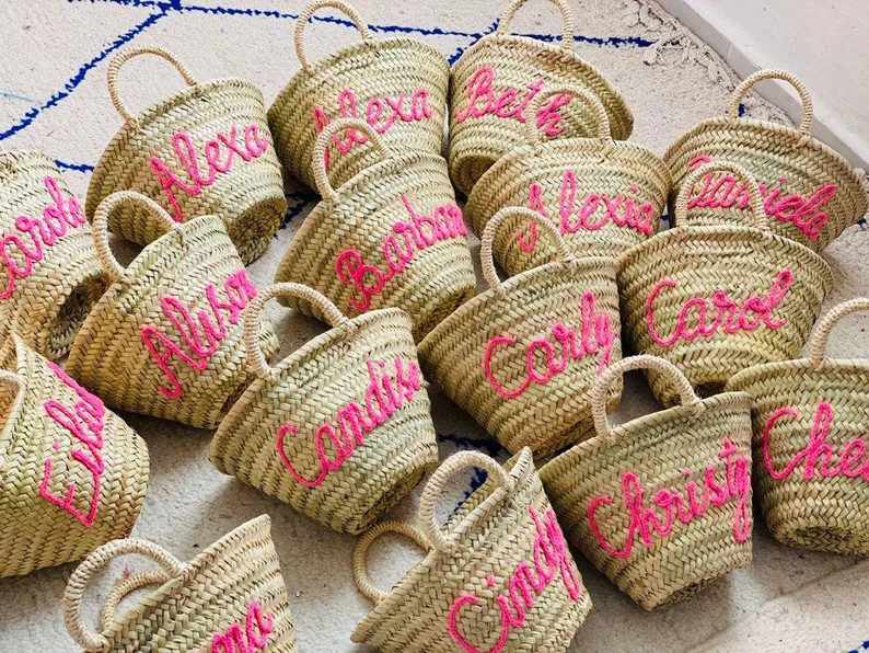 PERSONALIZED BASKET,bridal shower bags,customized straw bags,custom beach bag,straw tote,embroide... | Etsy (US)