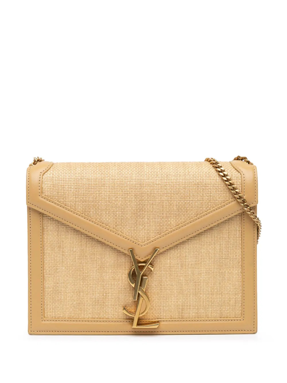 Saint Laurent Pre-Owned 2021 Medium Raffia Cassandra Chain Crossbody Bag | Brown | FARFETCH | Farfetch Global