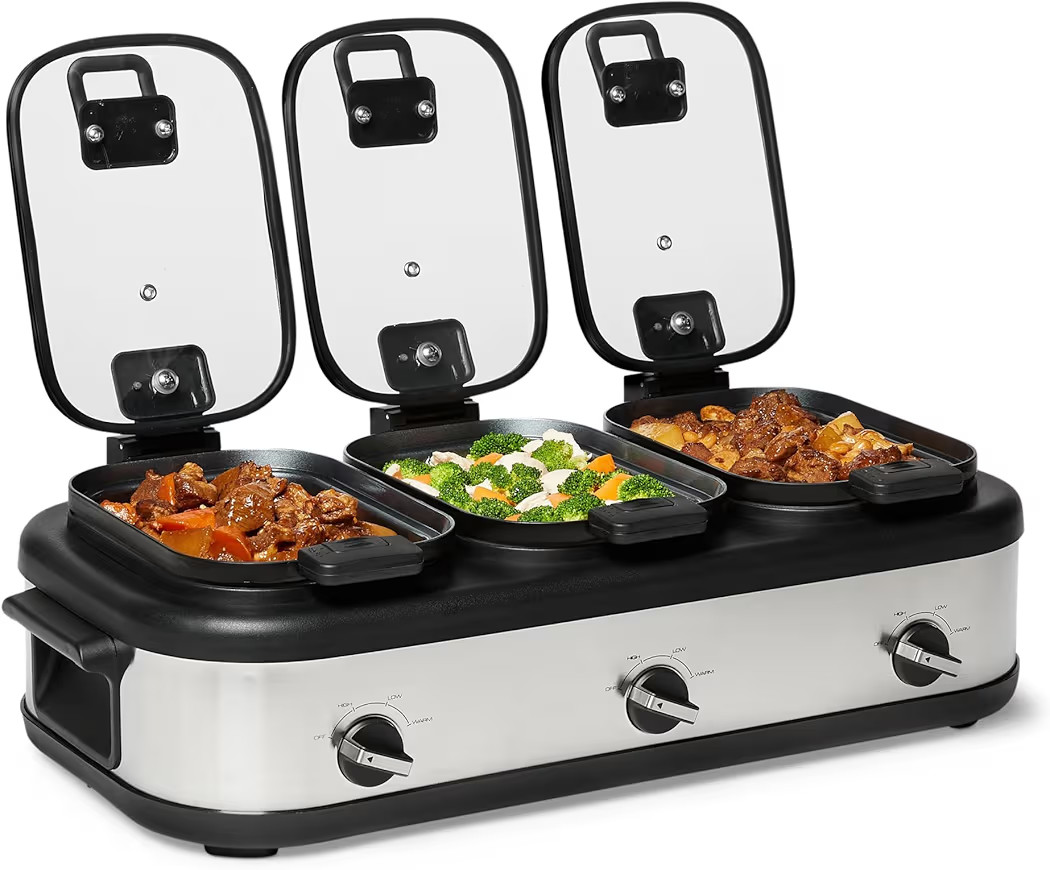 Amazon Basics Triple Slow Cooker with Ceramic Non-Stick Coating and Temperature Controls, 3 x 2.5... | Amazon (US)