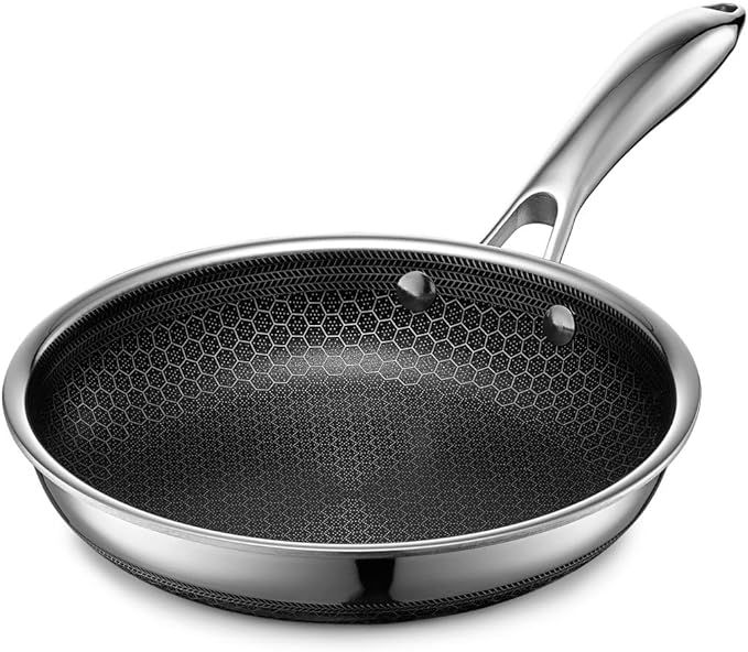 HexClad Hybrid Nonstick Frying Pan, 8-Inch, Stay-Cook Handle, Dishwasher and Oven Safe, Induction... | Amazon (US)