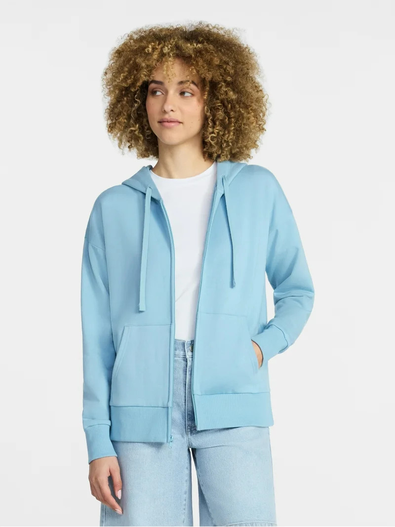 Time and Tru Women's and Women’s Plus Zip Front Fleece Hoodie Jacket, Sizes XS-4X | Walmart (US)