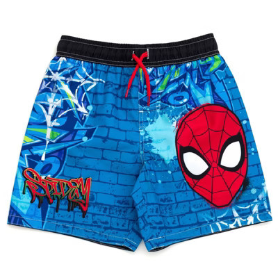 Marvel Spider-Man Little Boys UPF 50+ Swim Trunks Graffiti Bright Blue Spiderwebs 5-6 | Target