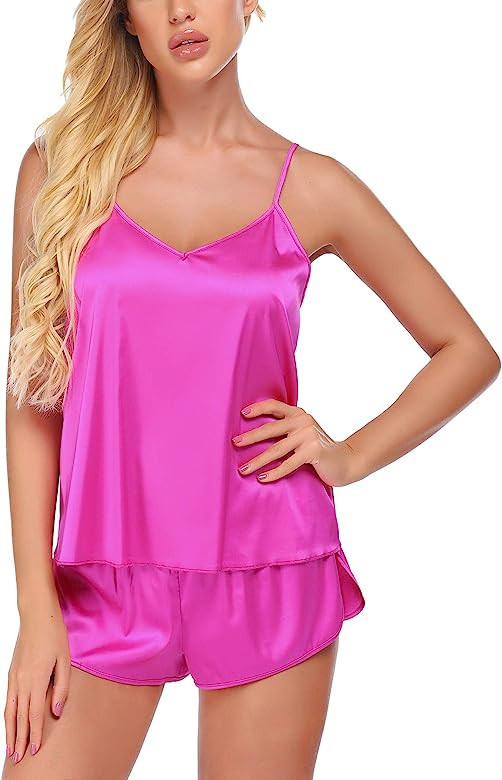 Ekouaer Pajamas for Women Silk Sleepwear Soft Lingerie Satin Cami Shorts Set Nightwear | Amazon (US)