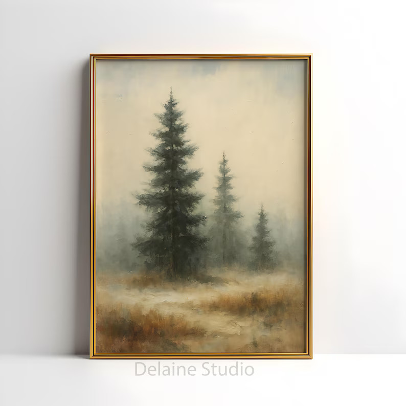 Christmas Tree Print | Vintage Evergreen Forest Art (digital Download) - Etsy | Etsy (US)