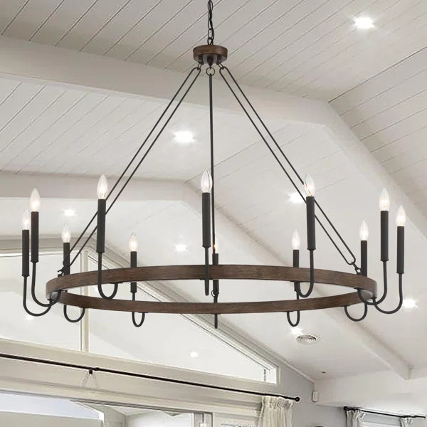 Allegra 12 - Light Dimmable Wagon Wheel Chandelier | Wayfair North America