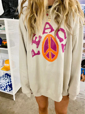 Peace Sign Sand Thrifted Sweatshirt | Ascot + Hart