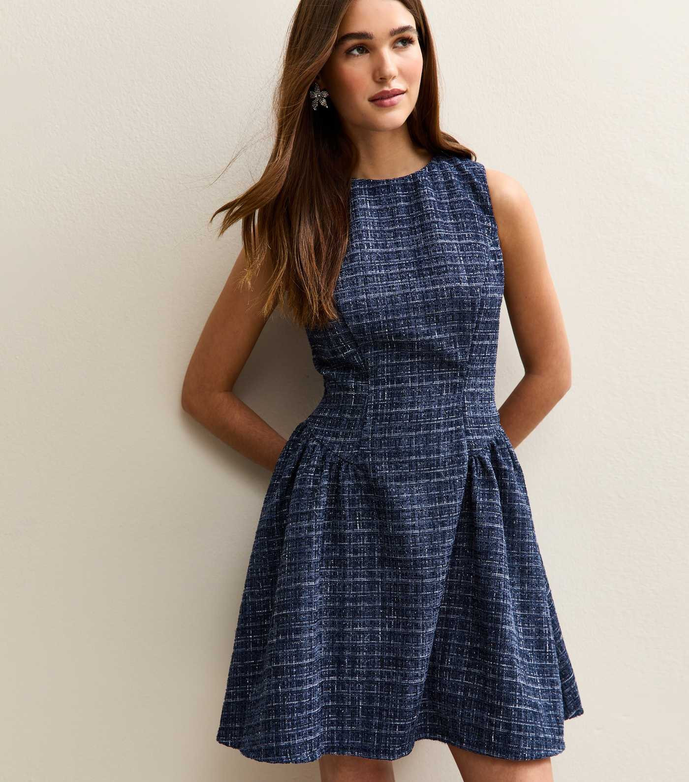 Navy Boucle Sleeveless Mini Dress | New Look | New Look (UK)