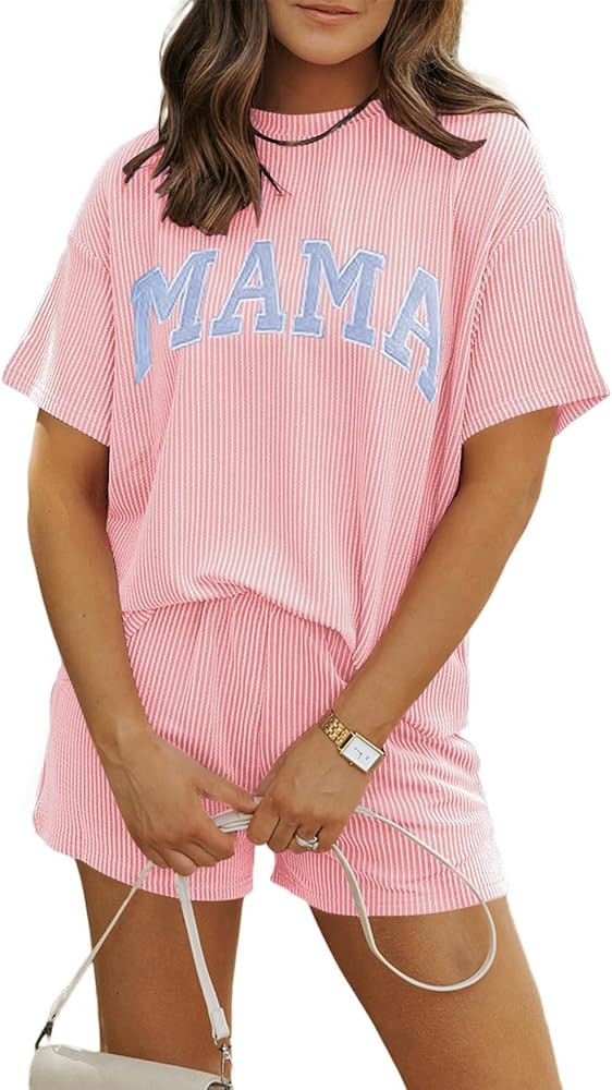 MARZXIN Women 2 Piece Shorts Set 2026 Casual Summer Cruise Outfits Ribbed Loose Short Sleeve Pock... | Amazon (US)