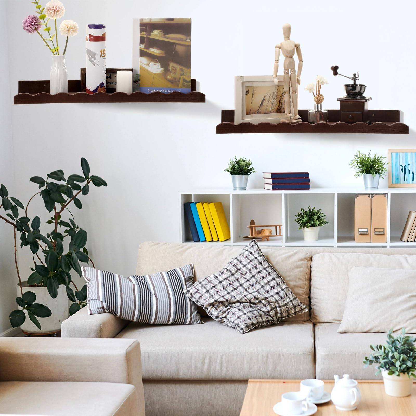 Suzile 2 Pcs Scalloped Shelves Wall Floating Shelves Set for Room, Bathroom, Bedroom, Cute Room D... | Amazon (US)