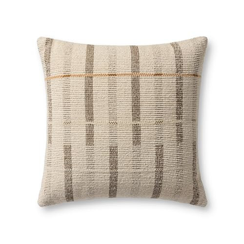 Loloi Ivory/Brown 20'' x 20'' Cover w/Poly Pillow | Amazon (US)