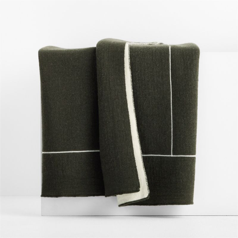 Courtside Merino Wool 70"x55" Ficus Green Throw Blanket by Venus Williams | Crate & Barrel
