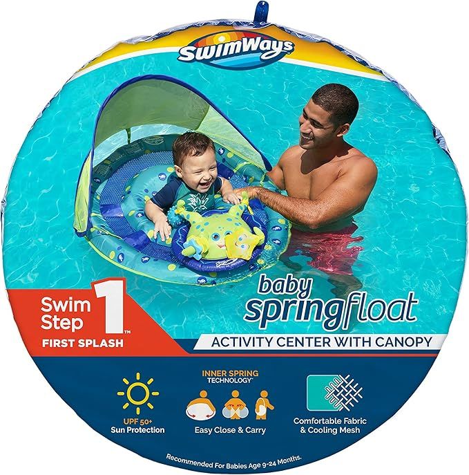SwimWays Inflatable Baby Spring Octopus Pool Float Activity Center with Canopy | Amazon (US)