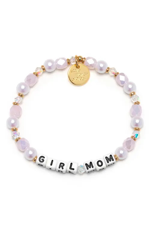 Little Words Project Girl Mom Beaded Stretch Bracelet in White at Nordstrom, Size Medium | Nordstrom
