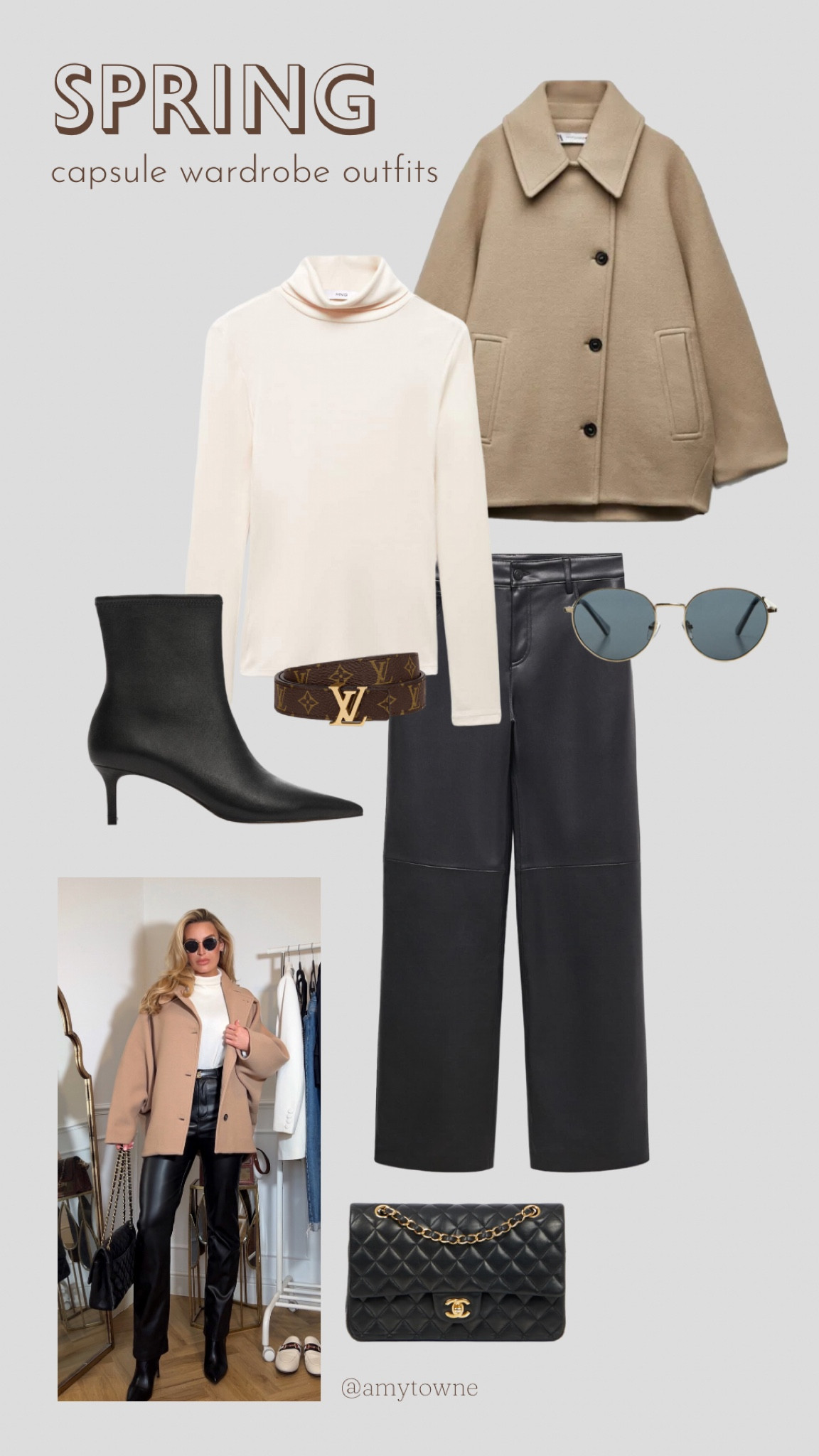 SPRING CAPSULE WARDROBE 🌸 
Outfit ideas

Leather trousers are a perfect transitional piece to bring you from
Autumn to Spring. Paired with cream & tan/ warmer tones makes them more suitable for the warmer season. I love a polo neck & oversized short coat to elevate the look. Classy & gorgeous fit xx

#LTKstyletip #LTKfindsunder50 #LTKSeasonal