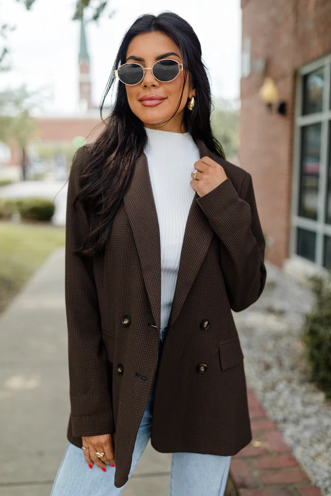 One Track Mind Black And Plaid Blazer | Pink Lily