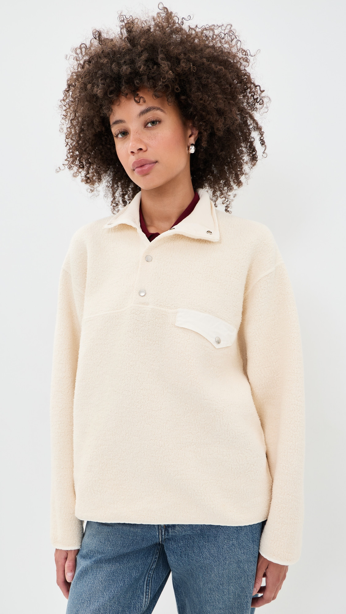 ASHER Fiona Polar Fleece Pullover Parchment S | Shopbop
