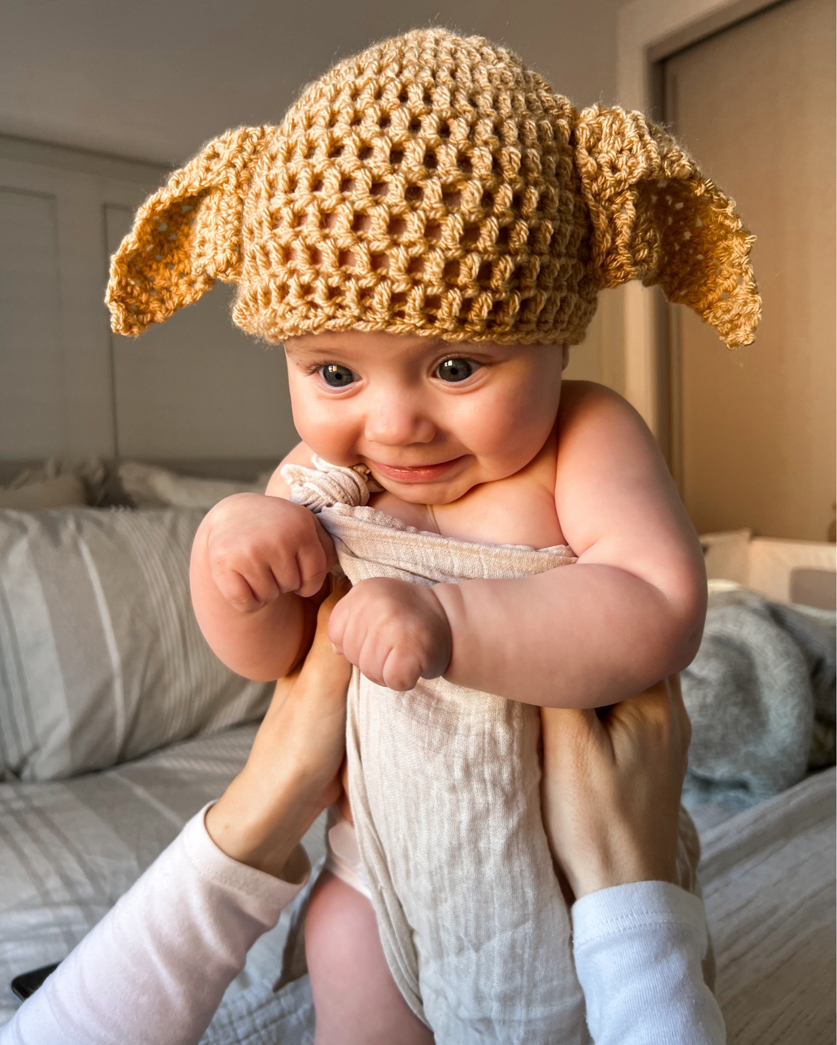 Baby Dobby is a free house elf 🥹 

For any Harry Potter fans, this hat is a must have for your babies first Halloween costume! 

#LTKuk #LTKpartywear #LTKkids