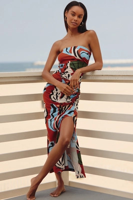 The Suzanne Lustig Gabbie Strapless Ruched Tube Dress | Anthropologie (US)