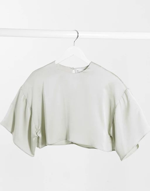 ASOS DESIGN cropped satin tee in sage | ASOS (Global)