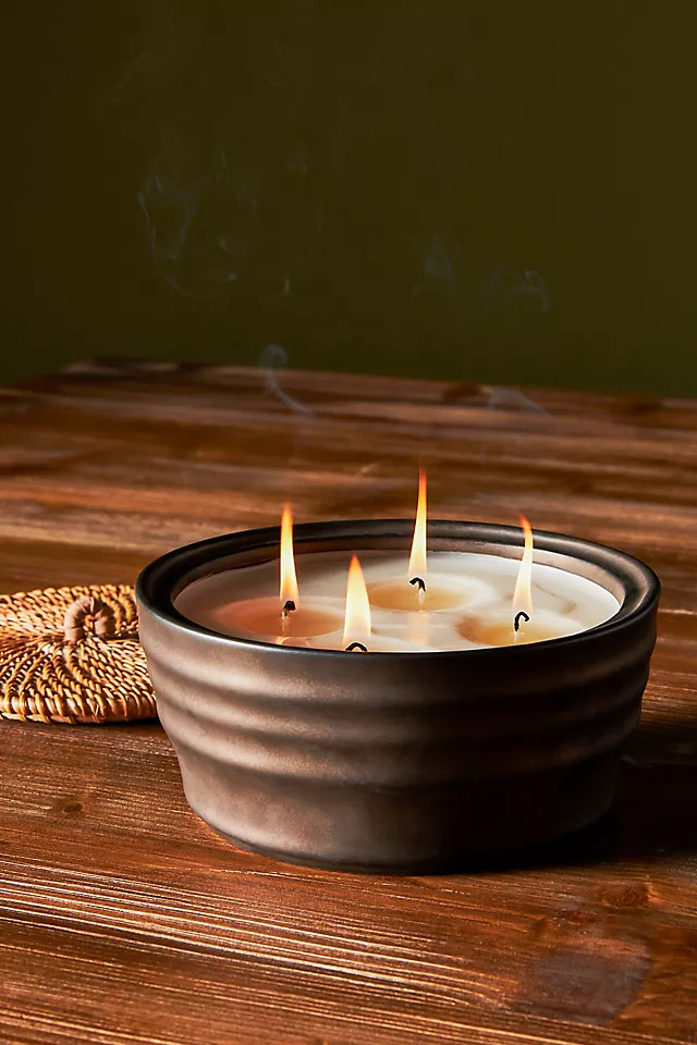 Amber Lewis for Anthropologie Rattan-Lidded Ceramic Candle | Anthropologie (US)