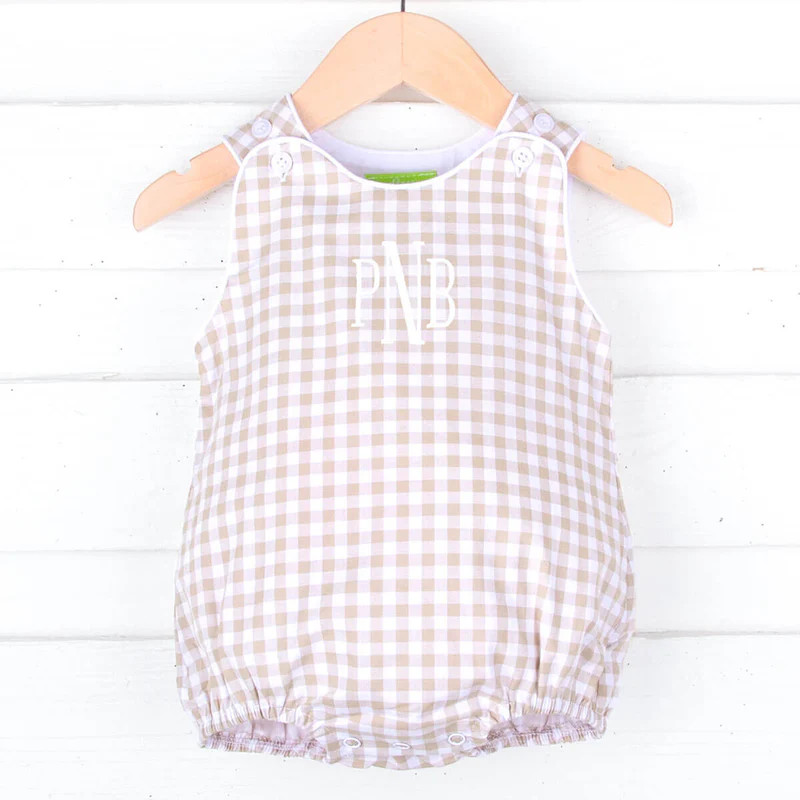 Khaki Gingham Boy Sun Bubble | Classic Whimsy